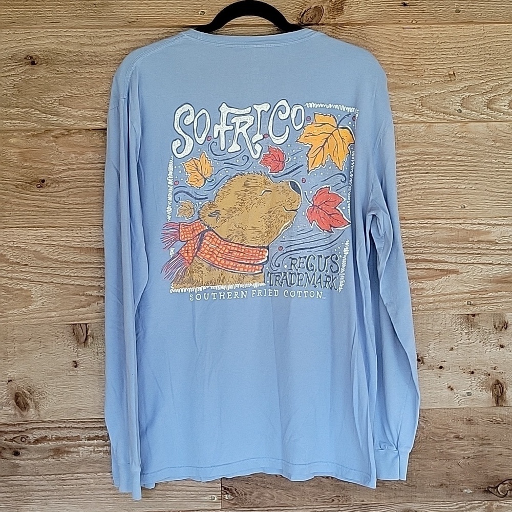 Southern Fried Cotton Size Medium Light Blue Long Sleeve Tee